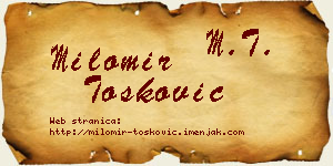 Milomir Tošković vizit kartica